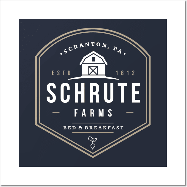 Schrute Farms - Bed & Breakfast - modern vintage logo Wall Art by BodinStreet